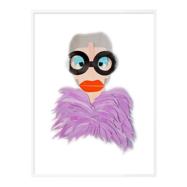 Iris with Purple Feathers by Melvin G in White Framed Paper, Small Art Print For Sale