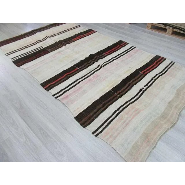 1960s Vintage Turkish Hemp Striped Kilim Rug - 6′2″ × 11′2″ For Sale - Image 5 of 6