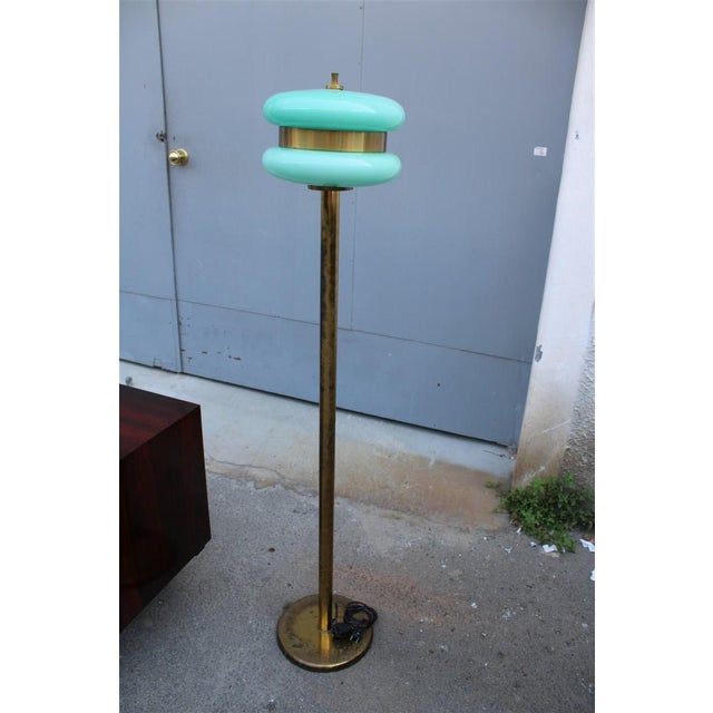 Floor Lamp in Brass and Green Glass from F. Fabbian, 1970s For Sale - Image 12 of 12
