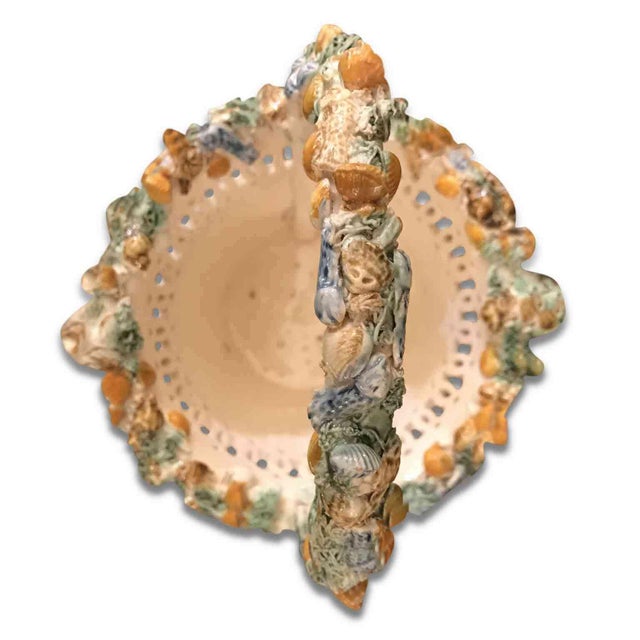 Mid-Century Modern Decorated and Perforated Ceramic Basket, 1950s For Sale - Image 3 of 6