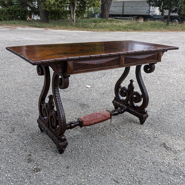 Vintage Carved Desk Table For Sale - Image 3 of 18
