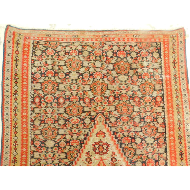 Antique Persian Senneh Kilim. 4'x 6'7" For Sale - Image 4 of 10