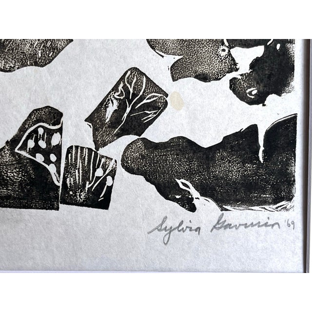 Vintage Abstract Expressionist Wood Block Print Titled “El Toro” by Sylvia T. Gavurin. For Sale - Image 4 of 9