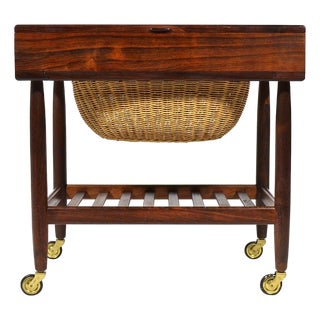 Rosewood Sewing Table or Cart by Ejvind Johansson For Sale