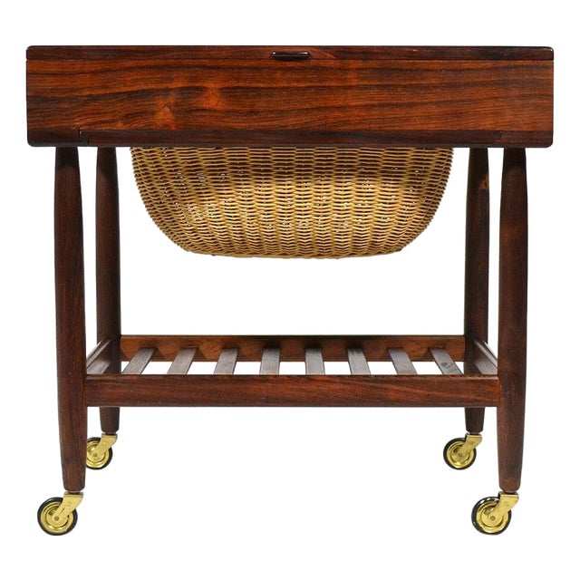 Rosewood Sewing Table or Cart by Ejvind Johansson For Sale