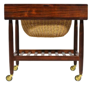 Rosewood Sewing Table or Cart by Ejvind Johansson