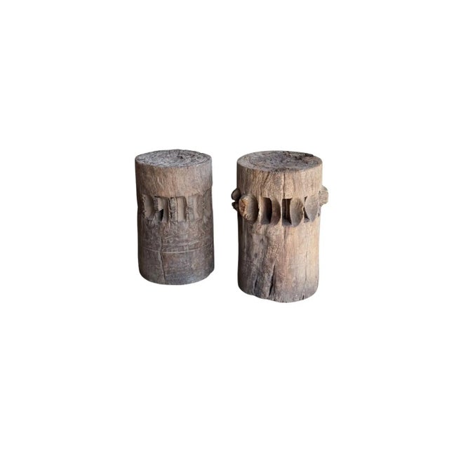 Brown Set of Solid Teak Sugar Cane Crushers / Grinders From Java, Indonesia C. 1900 For Sale - Image 8 of 11