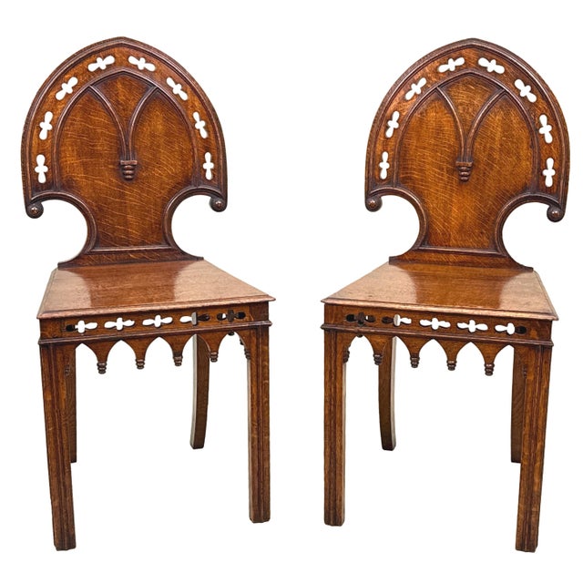 Oak Hall Chairs, 1860, Set of 2 For Sale - Image 10 of 14
