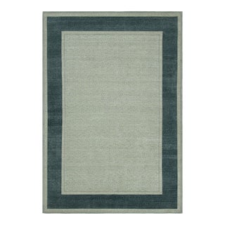 Rug & Kilim’s Contemporary Rug With Blue and Cream Florals, Navy Blue Border For Sale