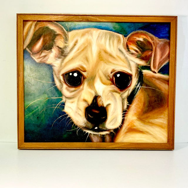 Contemporary 1989 Vintage Large Scale Contemporary Dog Portrait Original Oil Painting, “Chester” Artist Signed For Sale - Image 3 of 13