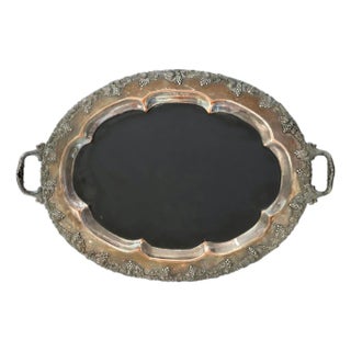 Vintage Silver-Plated Tray Chalkboard For Sale
