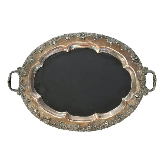 Vintage Silver-Plated Tray Chalkboard For Sale