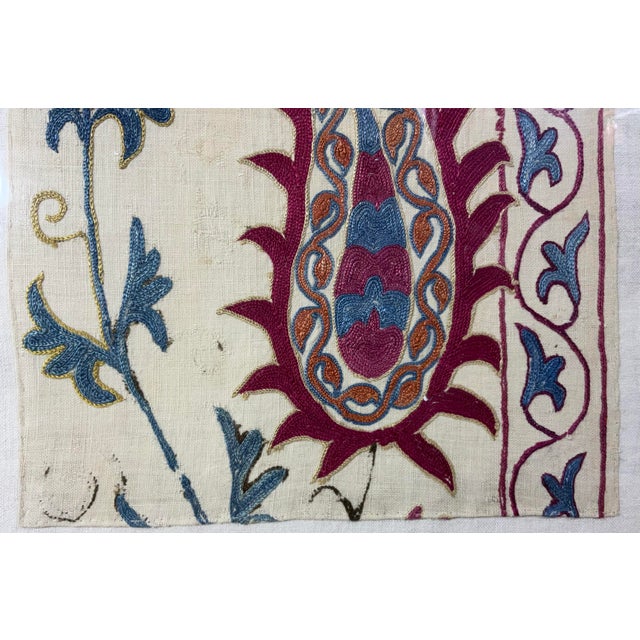 Single 19 Century Antique Suzani Wall Hanging For Sale In Miami - Image 6 of 10