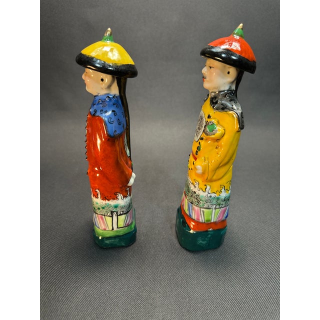 Asian Vintage 1940's Chinese Qing Dynasty Porcelain Figurines- Set of 2 For Sale - Image 3 of 6