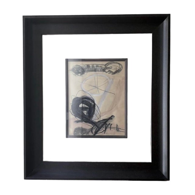 Black & White Abstract Ink Drawing on Paper by Manfred Hebenstreit, 24” X 21” For Sale - Image 9 of 11