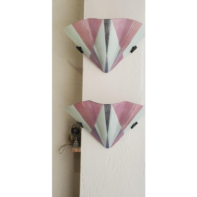 Art Deco Style Murano Glass Wall Lamps, 1970s, Set of 2 For Sale - Image 15 of 15