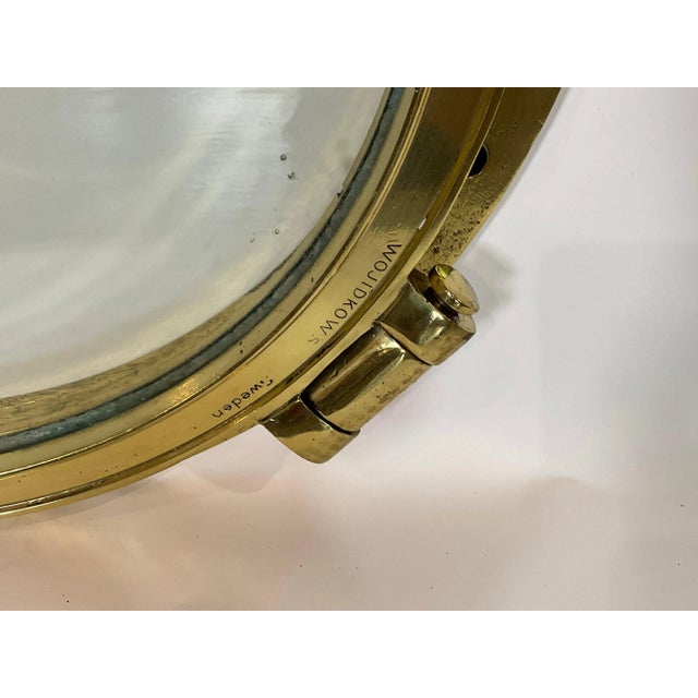 1950s Solid Brass Ships Porthole Highly Polished with Lacquer Finish For Sale - Image 5 of 6