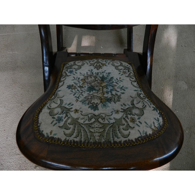 Small Mahogany and Tapestry Rocking Chair, 1890s For Sale - Image 5 of 11