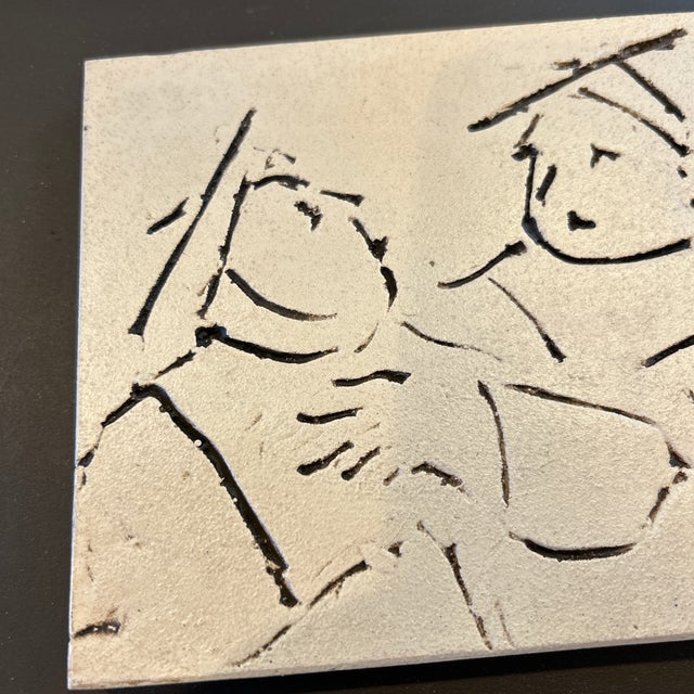 Asian Incised Drawing/Sculptural Panel Attributed to David Bryce For Sale - Image 3 of 10