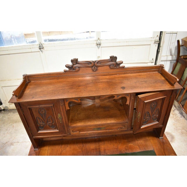 Wood 1950s Large Leather Top Home Office Secretary Desk For Sale - Image 7 of 13