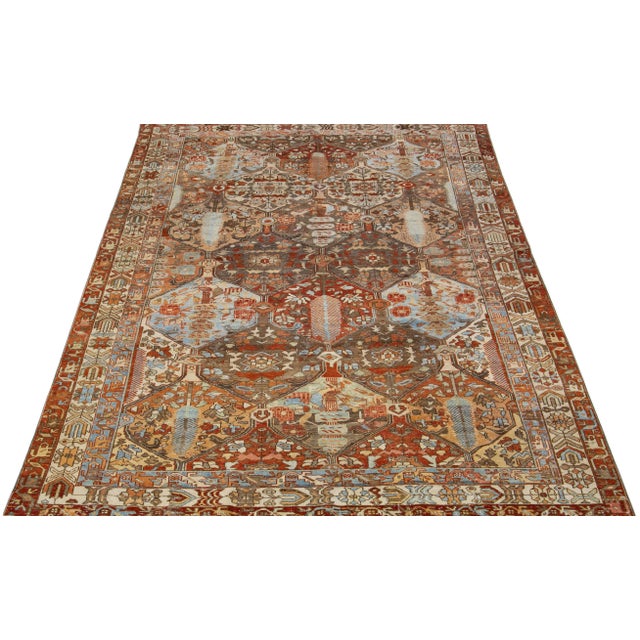 Persian Early 20th Century Allover Antique Persian Bakhtiari Handmade Wool Rug With Multicolor Design For Sale - Image 3 of 7