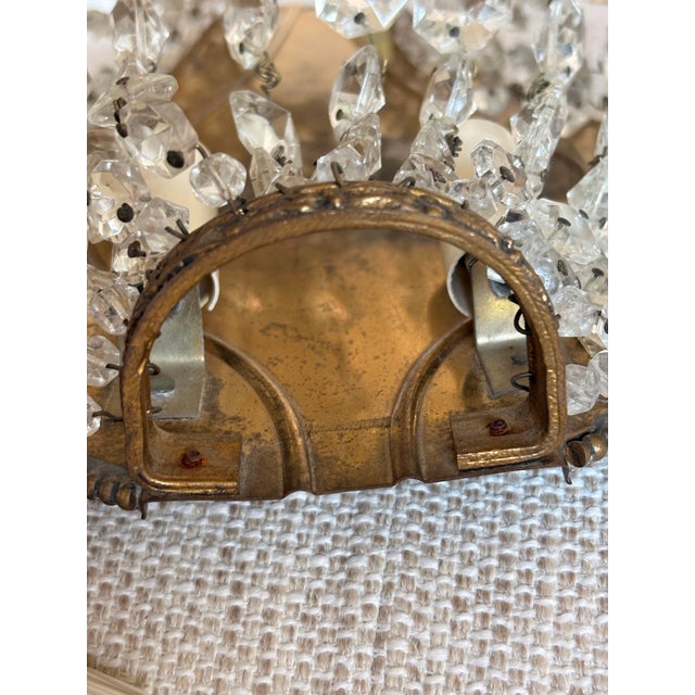 Pair of Vintage Hollywood Regency / French Empire-Style Basket Wall Sconces For Sale - Image 10 of 12