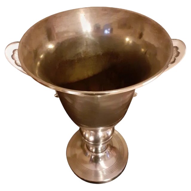 French Art Deco Champagne Bucket in Silver Metal, 1930s For Sale