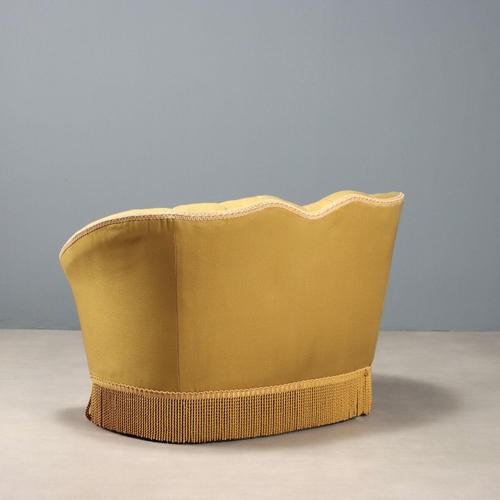 Textile Yellow Capitonné Sofa, 1950s For Sale - Image 7 of 10