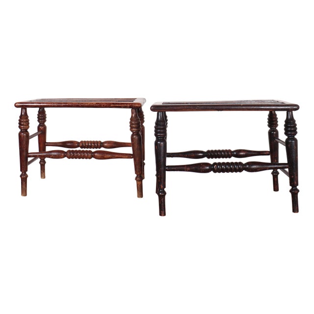 Vintage English Luggage Stands, Set of 2 For Sale
