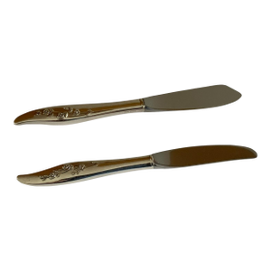 Vintage Oneida Heirloom Young Love Sterling Silver Hollow Handle Master Butter Knife & Butter Knife Spreader 1958-1972 - a Pair