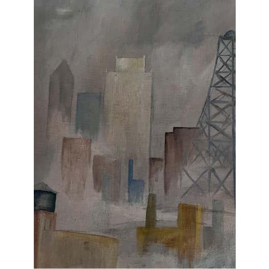 Industrial Landscape Painting, Signed Duff, 1942, Oil on Canvas, USA For Sale - Image 17 of 18