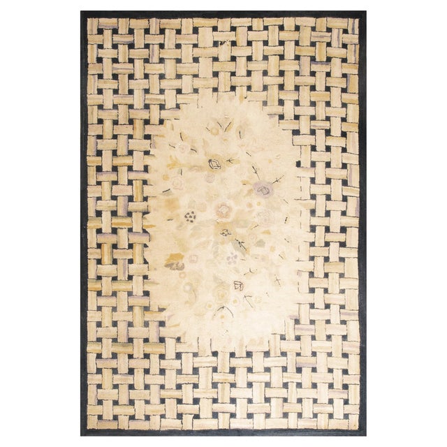 Doris Leslie Blau Antique Tabriz Floral Allover Cream Beige Carpet - c. 1880 For Sale