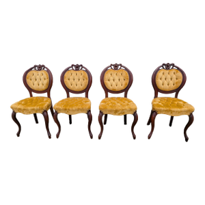 Mid Century Kimball Vintage Victorian Balloon Back Chairs