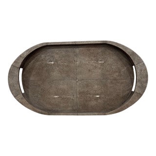 1990s Oval R & Y Augousti Shagreen Tray For Sale