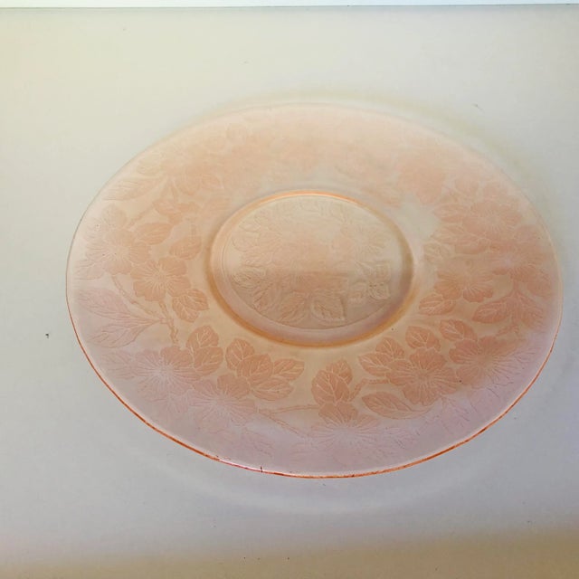 Vintage Pink Glass " Dogwood" Pattern Serving Plate For Sale - Image 4 of 6