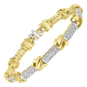 Two-Tone 5 Carat Diamond Bracelet in 14 Karat Yellow Gold, Estate