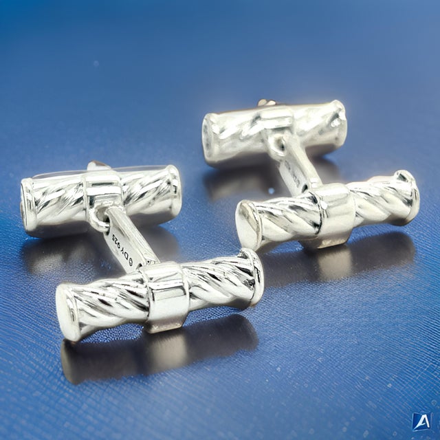 Silver 1990s Pair of David Yurman Estate Men Cufflinks Sterling Silver For Sale - Image 8 of 8