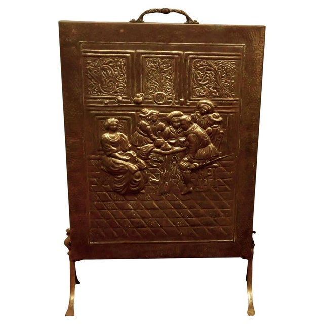 1930s Vintage Brass Fire Screen, 1930 For Sale - Image 5 of 5