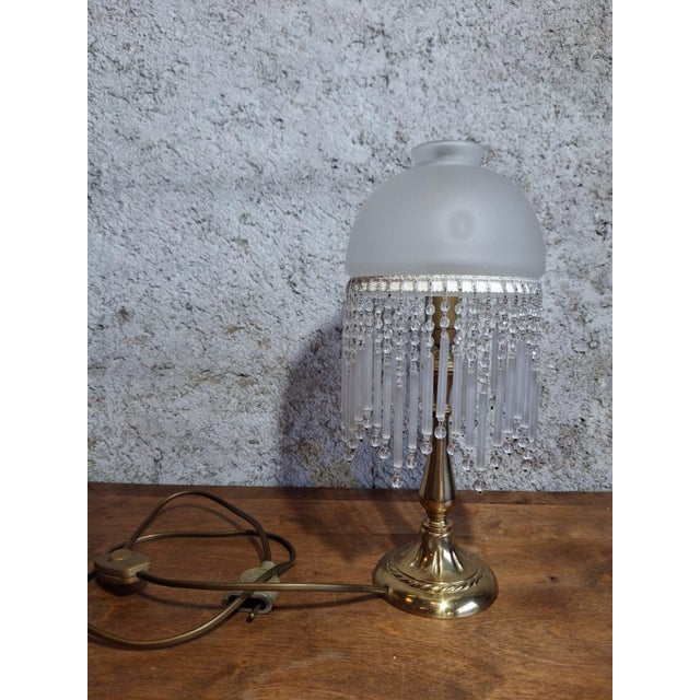 Metal Art Nouveau Table Lamp with Blown Glass Pendants, 1890s For Sale - Image 7 of 7