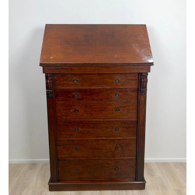 19th Century English Traditional Wellington Secretary Chest of Drawers For Sale - Image 9 of 11
