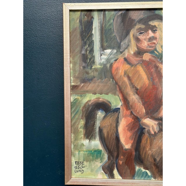 Mid-Century Modern Ebbe Höglund, Horse Rider, 1950s, Oil on Canvas, Framed For Sale - Image 3 of 12
