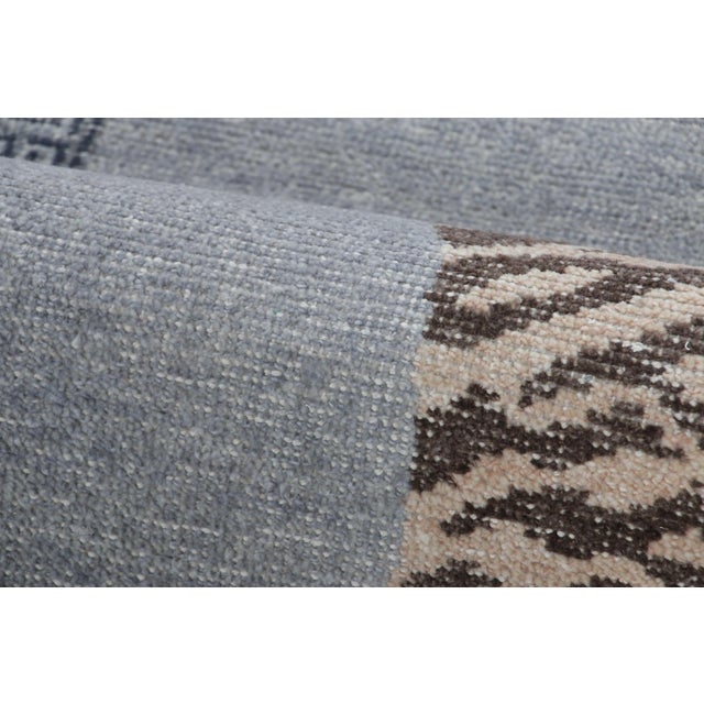 Rug & Kilim’s Distressed Tiger Runner Rug in Blue With Beige and Brown Pictorial For Sale In New York - Image 6 of 8