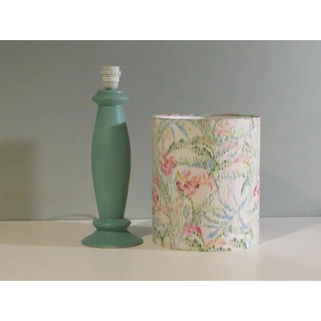 Turquoise Mint Green Ceramic Table Lamp from Porcelaines De Bruxelles. 1980s For Sale - Image 8 of 10