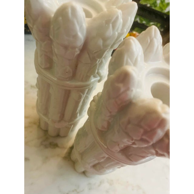 Ceramic Vintage Trompe De L’œil Ceramic Asparagus Form Candle Stick Holders in the Style of Patricia Garrett- a Pair For Sale - Image 7 of 13