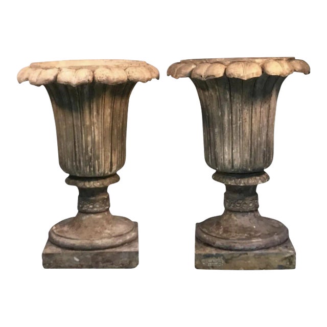 19th Century Mark H. Blanchard victorian Terra Cotta Garden Urns by Mark H. Blanchard For Sale