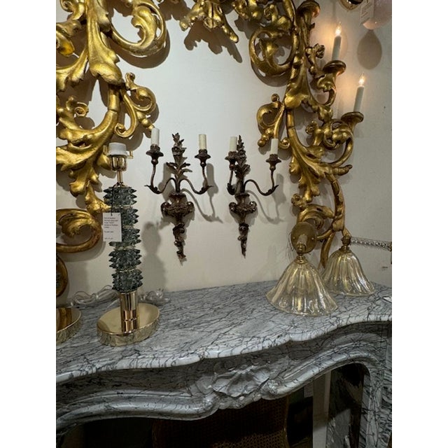 Wood Pair of Early 20th Century Italian Silver Gilt Sconces For Sale - Image 7 of 7