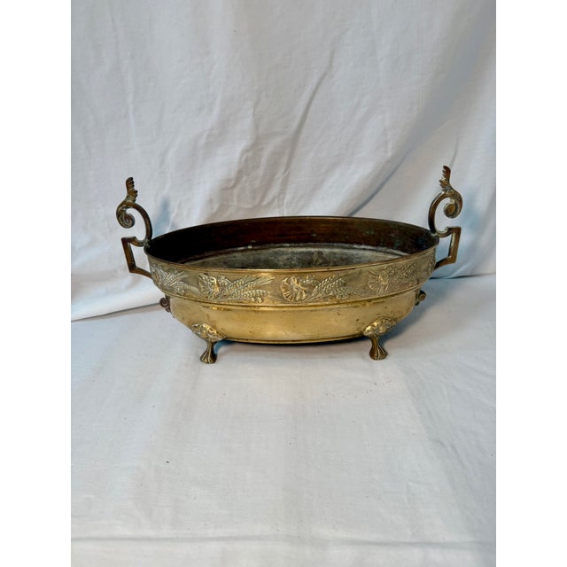 French, Antique Brass Footed Jardiniere For Sale - Image 4 of 11