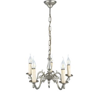 Five-Arm Chandelier in White Brass For Sale