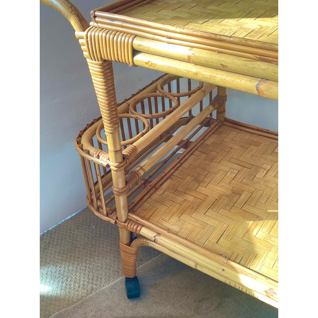 French Riviera Bar Cart in Bamboo, 1960s For Sale - Image 12 of 15