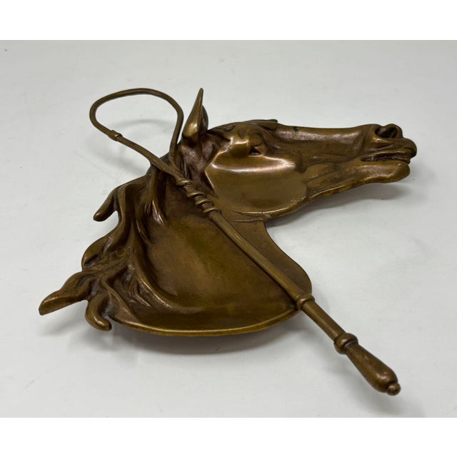 Vintage Cast Bronze Horse Head Ashtray Equestrian Dish Catchall For Sale In Palm Springs - Image 6 of 12